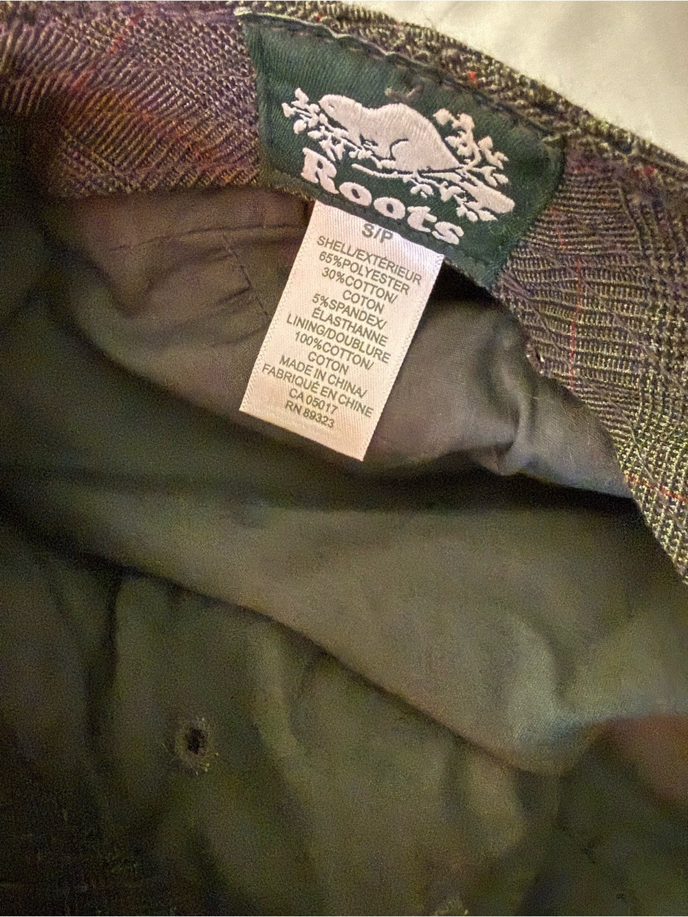 Roots Gray Plaid Womens Cap and Roots Brown Plaid Cap.One has inside rim cut out - Picture 6 of 8